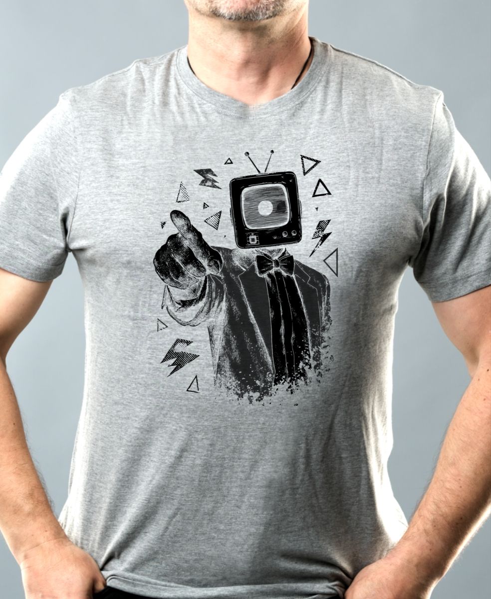 Retro TV man, černý tisk