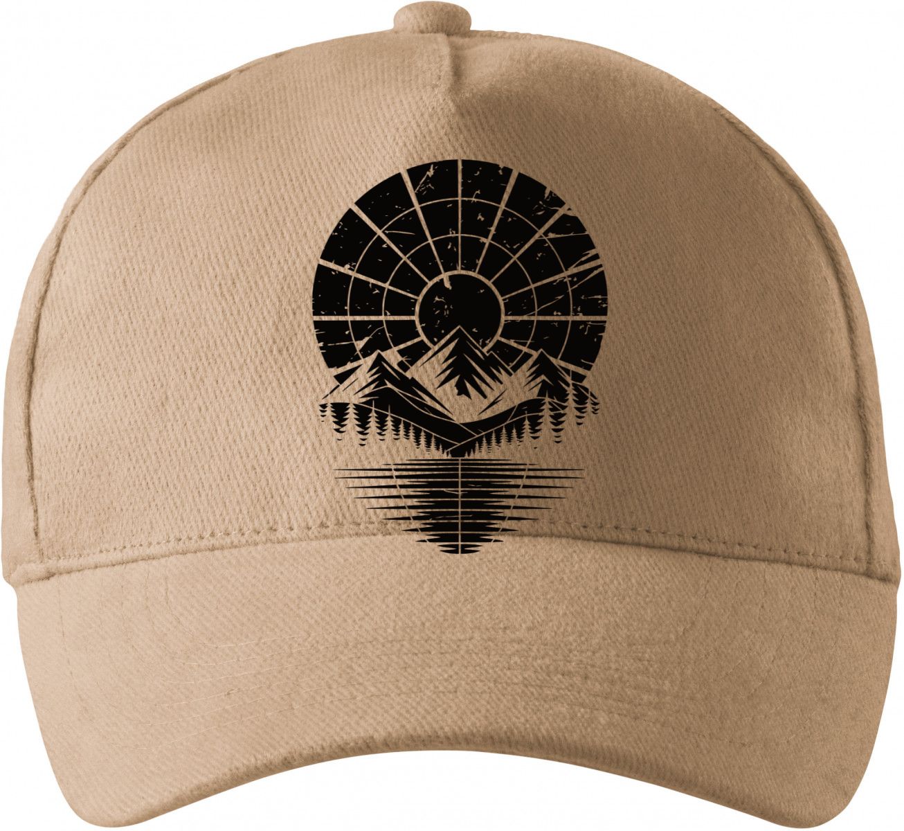 Retro výhled na hory, černý potisk