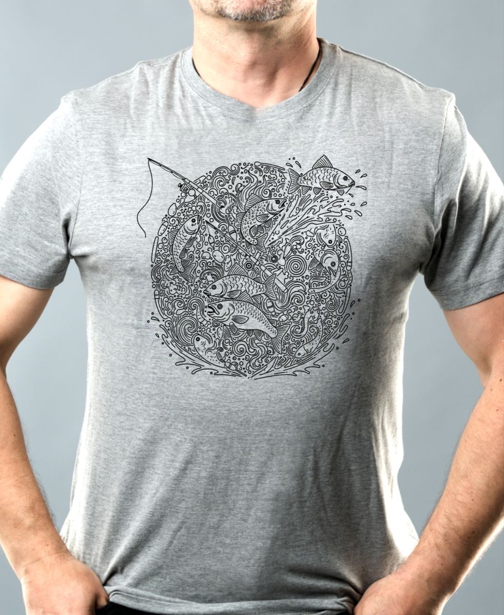 Rybářská mandala, černý potisk