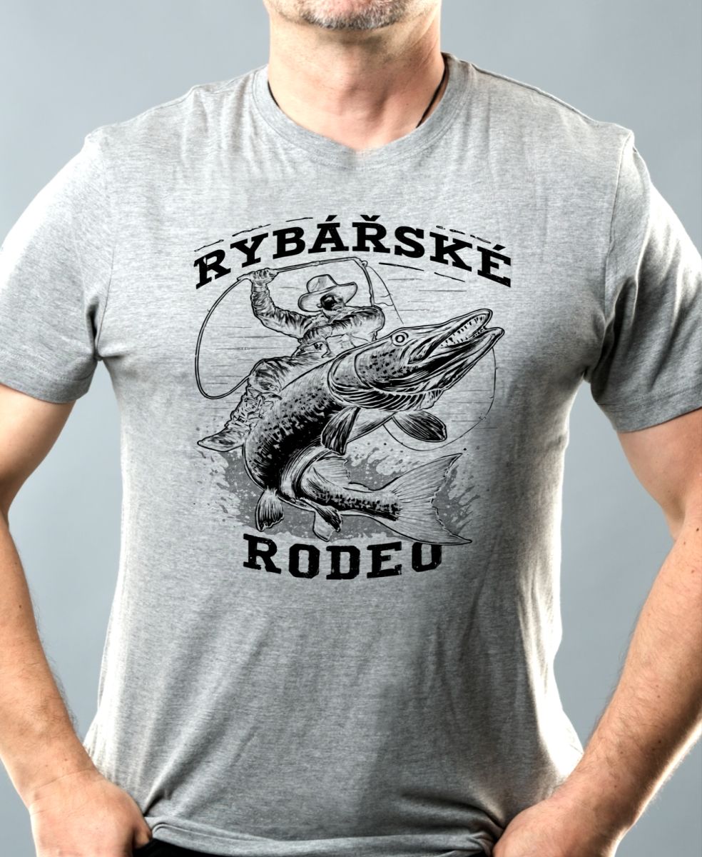 Rybářské rodeo, štika, černý potisk Rybářské rodeo, štika, černý potisk