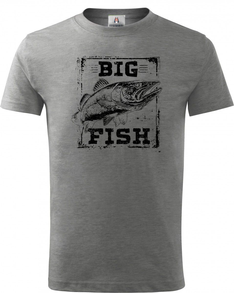Rybářské tričko Big Fish, retro candát černý potisk