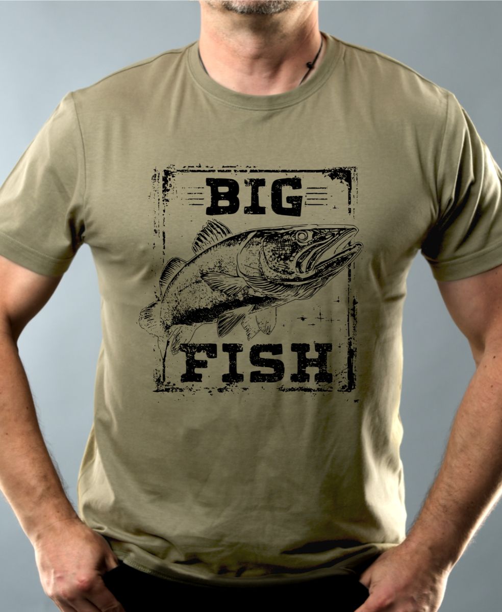 Rybářské tričko Big Fish, retro candát černý potisk