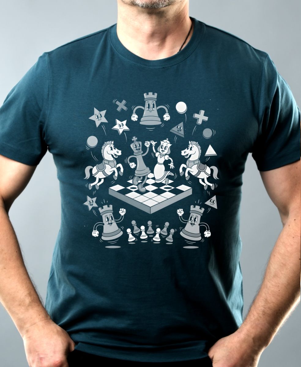 Šachová partie, bílý potisk