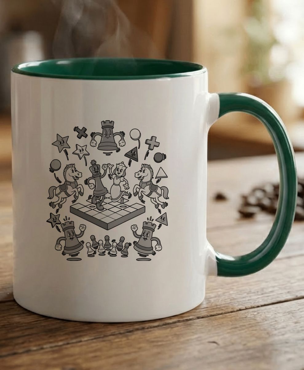 Šachová partie, černý potisk