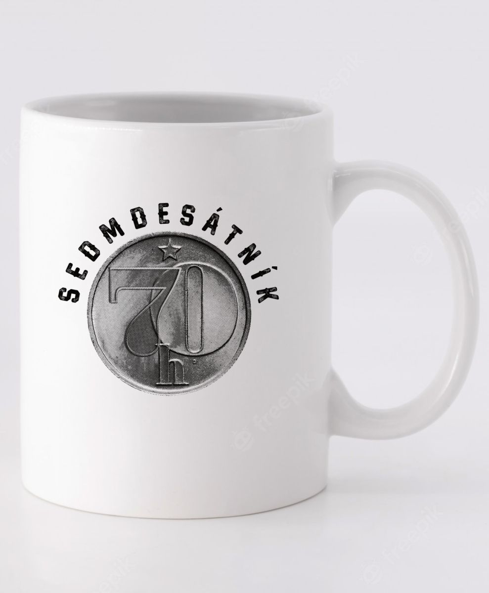 Sedmdesátník, ideální dárek k narozeninám, černý potisk