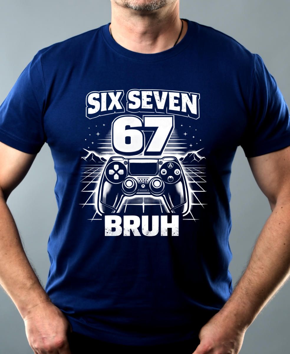 Six seven bruh gaming, V2, bílý tisk Six seven bruh gaming, V2, bílý tisk