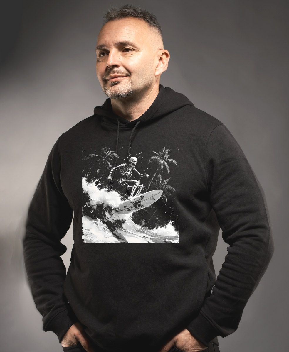 Skeleton na surfu, bílý potisk