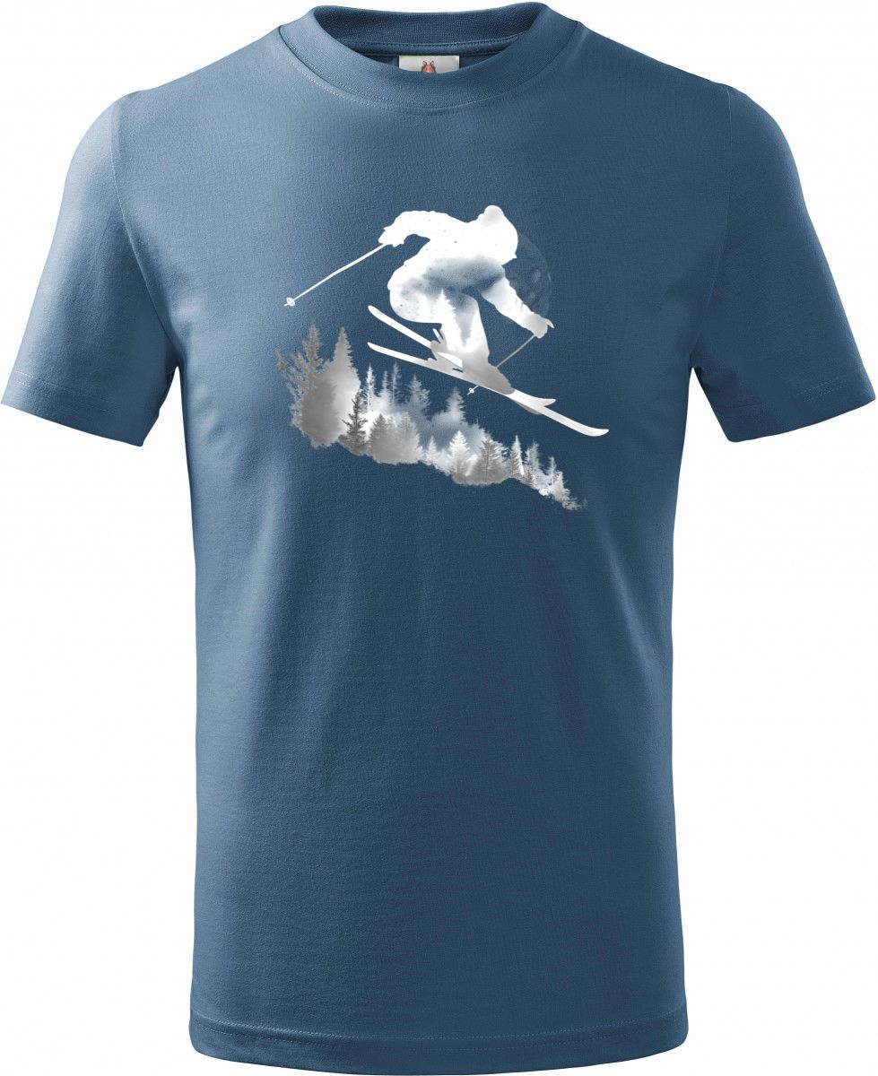 Skier v lese, bílý potisk