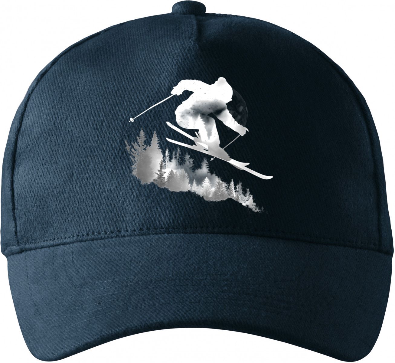 Skier v lese, bílý potisk