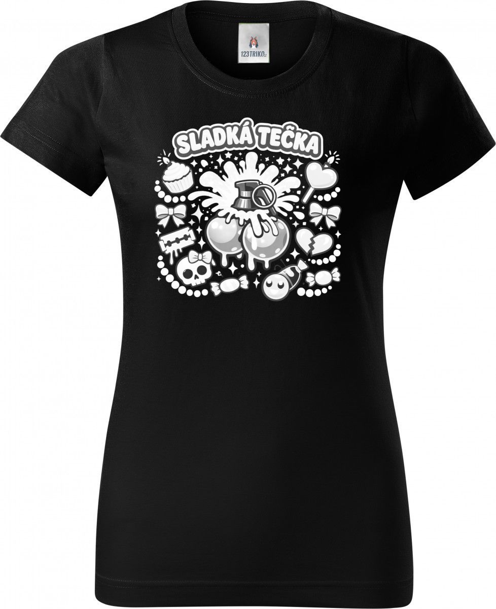 Sladká tečka, bílý potisk