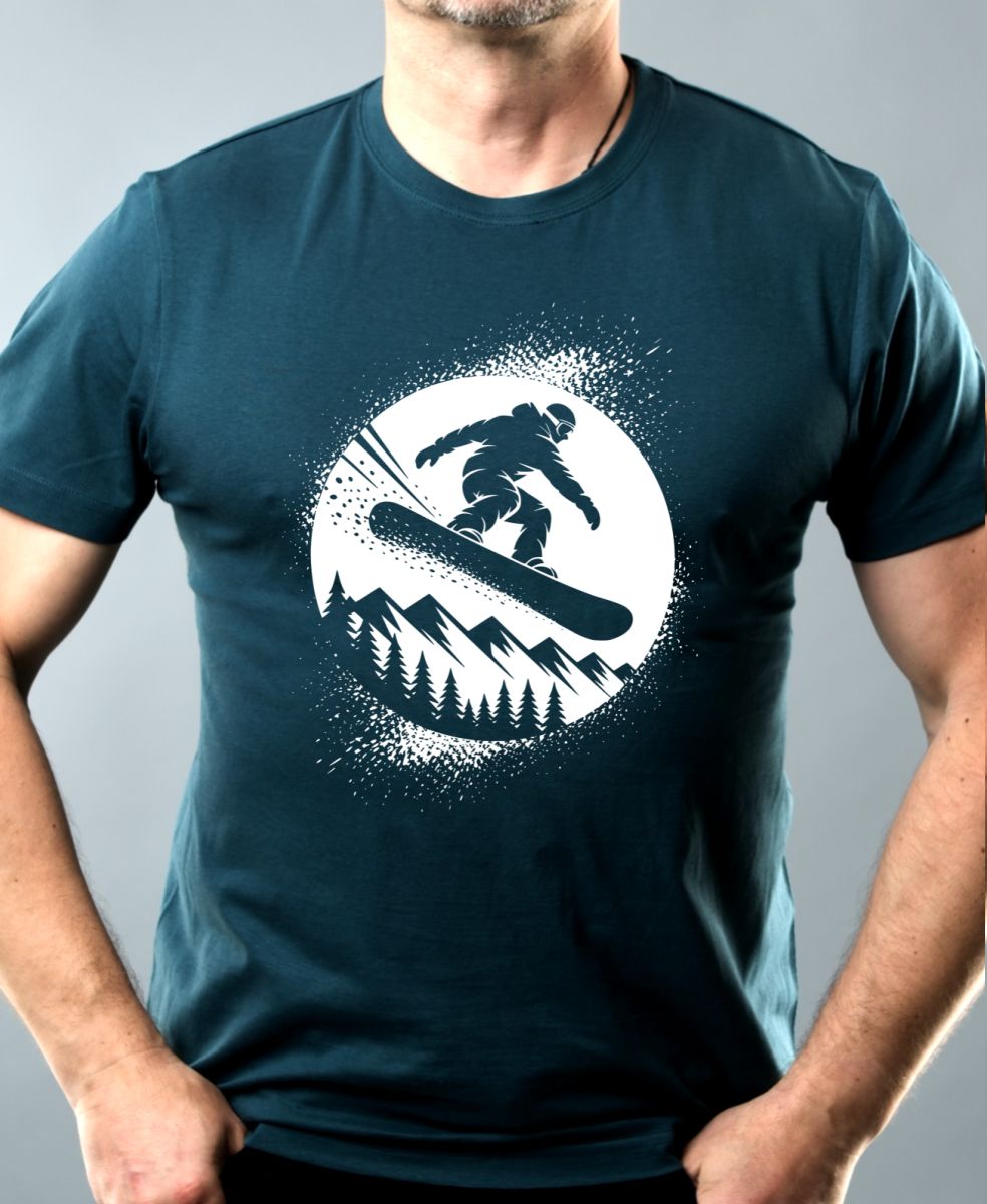Snowboardista. V1, bílý potisk