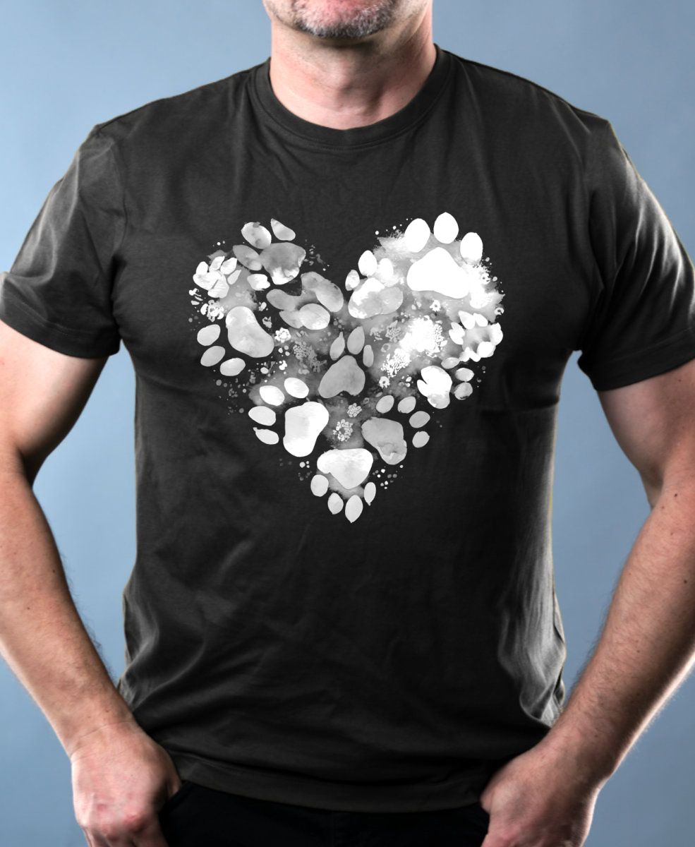 Srdce z tlapek, bílý potisk