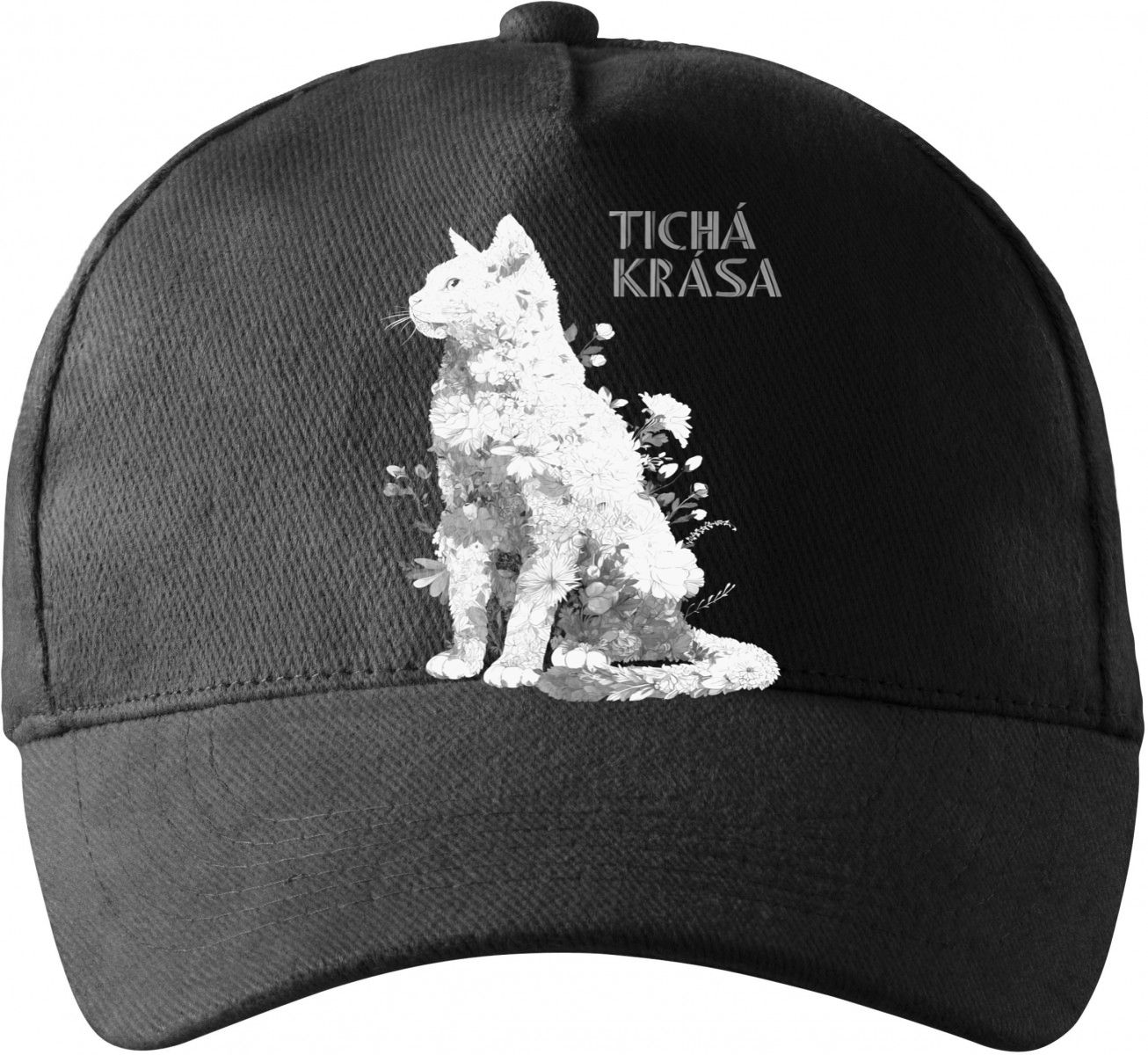 Tichá krása, kočka, bílý potisk