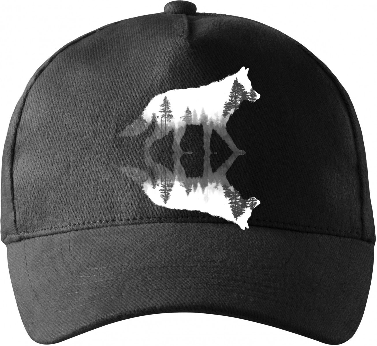 Vlk, lesní odraz, bílý potisk