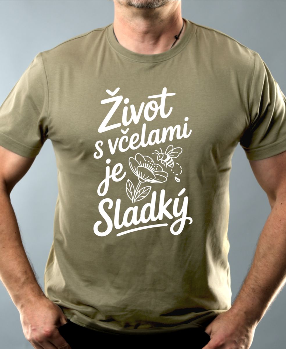 Život s včelami je sladký, bílý potisk