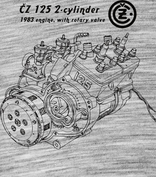 ČZ 125 2-cylinder 1983 engine, with rotary valve, černý ČZ 125 2-cylinder 1983 engine, with rotary valve, černý - Obrázek 2