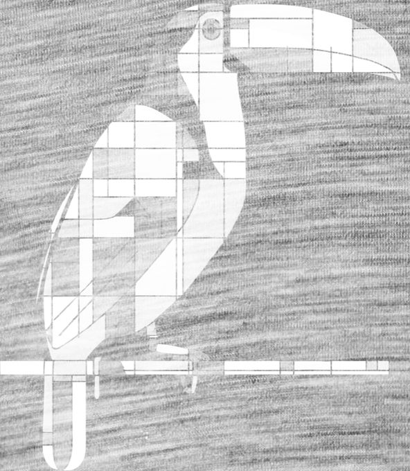 Geometrický tukan, bílý potisk Geometrický tukan, bílý potisk - Obrázek 2