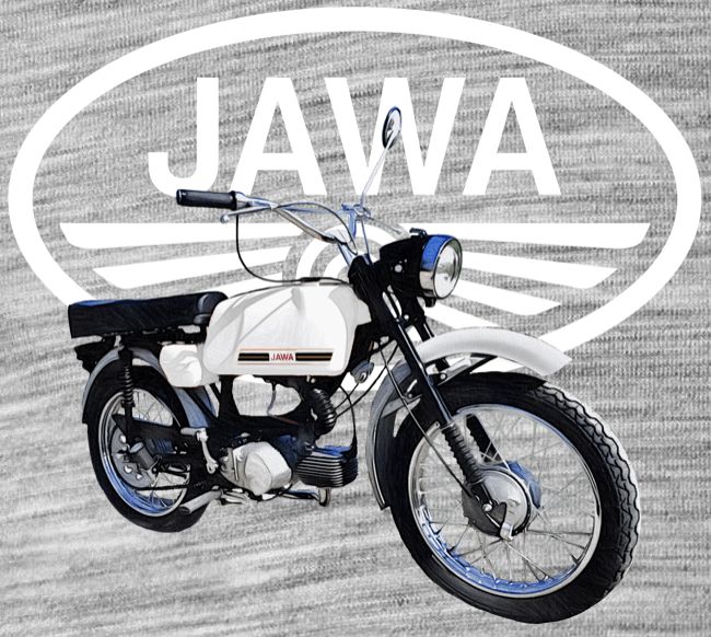 Jawa Mustang – bílý – logo V6