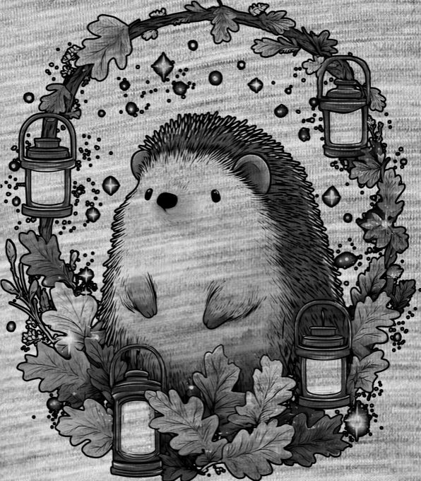 Ježek s lucernami, černý potisk Ježek s lucernami, černý potisk - Obrázek 2