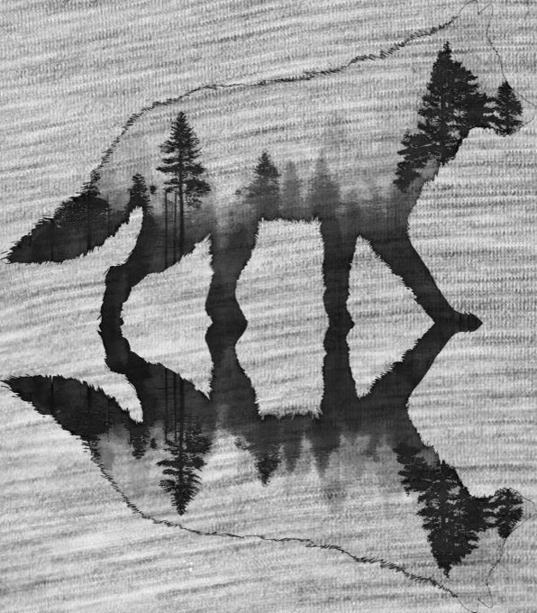 Vlk, lesní odraz, černý potisk Vlk, lesní odraz, černý potisk - Obrázek 2