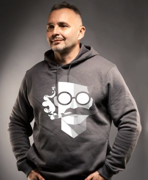 Abstraktní kuřák, bílý potisk