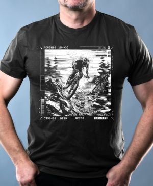 Adrenalinový glitch, cyklista, bílý potisk