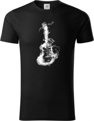 Akustický ohňostroj, kytara, bílý tisk