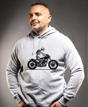 Biker, kostra, černý tisk