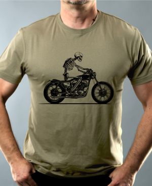 Biker, kostra, černý tisk