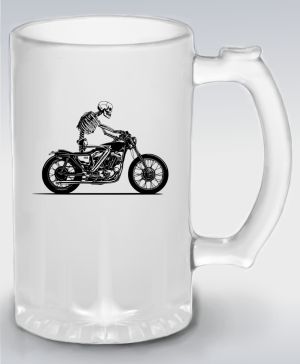 Biker, kostra, černý tisk