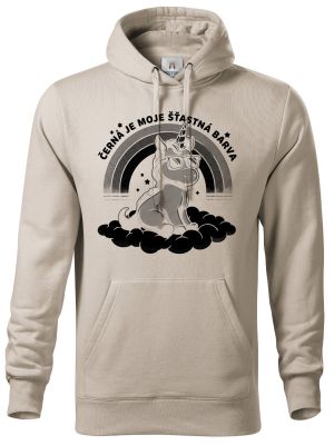 Černá je moje šťastná barva, jednorožec, černý potisk