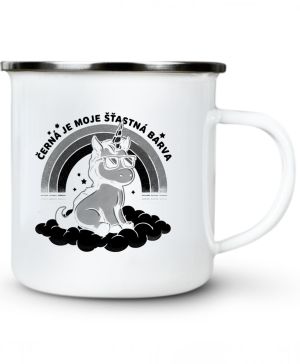 Černá je moje šťastná barva, jednorožec, černý potisk