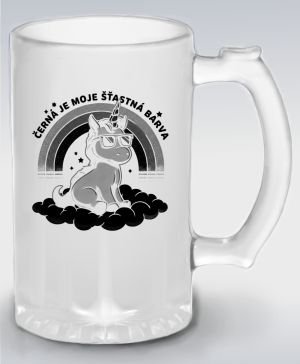 Černá je moje šťastná barva, jednorožec, černý potisk