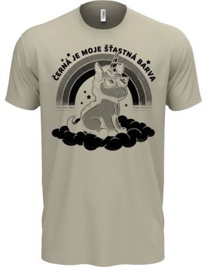 Černá je moje šťastná barva, jednorožec, černý potisk
