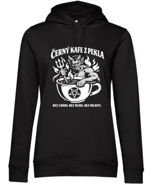 Černý kafe z pekla, bílý potisk