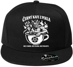 Černý kafe z pekla, bílý potisk