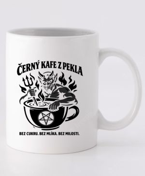 Černý kafe z pekla, černý potisk