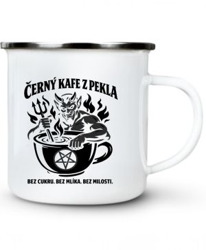 Černý kafe z pekla, černý potisk