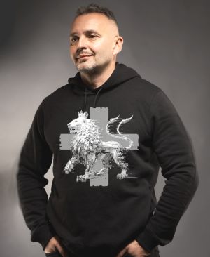 Český glitch lev, bílý tisk