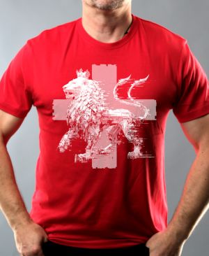 Český glitch lev, bílý tisk