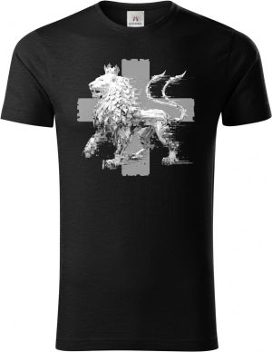 Český glitch lev, bílý tisk