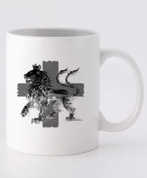 Český glitch lev, černý tisk