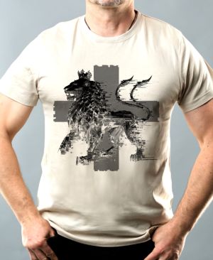 Český glitch lev, černý tisk