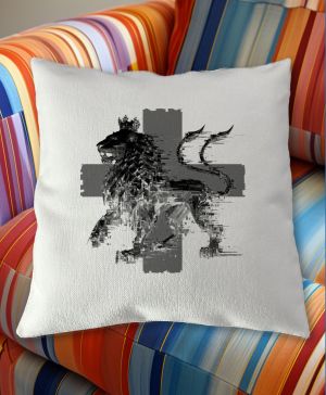 Český glitch lev, černý tisk