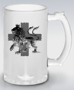 Český glitch lev, černý tisk