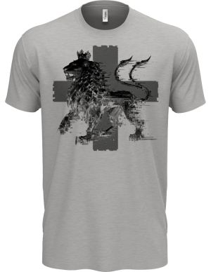 Český glitch lev, černý tisk