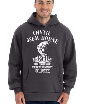 Chytil jsem hodně ryb, ale moje žena je životní úlovek. Bílý tisk.