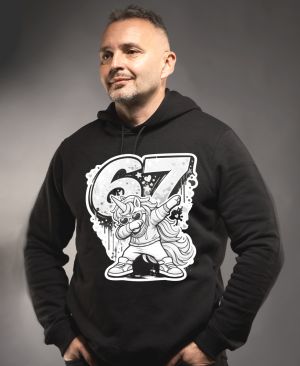 Dabující jednorožec 67, V2, bílý potisk