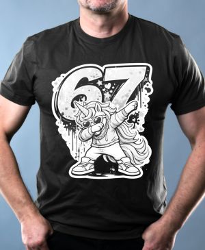 Dabující jednorožec 67, V2, bílý potisk