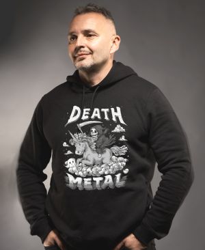 Death metal unicorn,bílý tisk